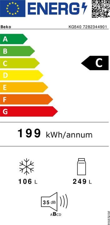 Energie-Label Beko Kühl-Kombi Geräte (322 l)