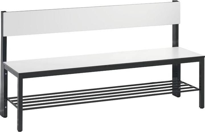 C+P BASIC PLUS cloakroom bench, single sided, seat HPL, half height, with shoe rack (150 cm, 79.60 cm)