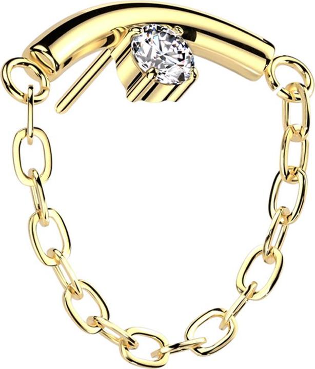 Star Piercing Threadless Stange vergoldet Anhänger Kette Kristall silber (ohne Messing, Titan G23)
