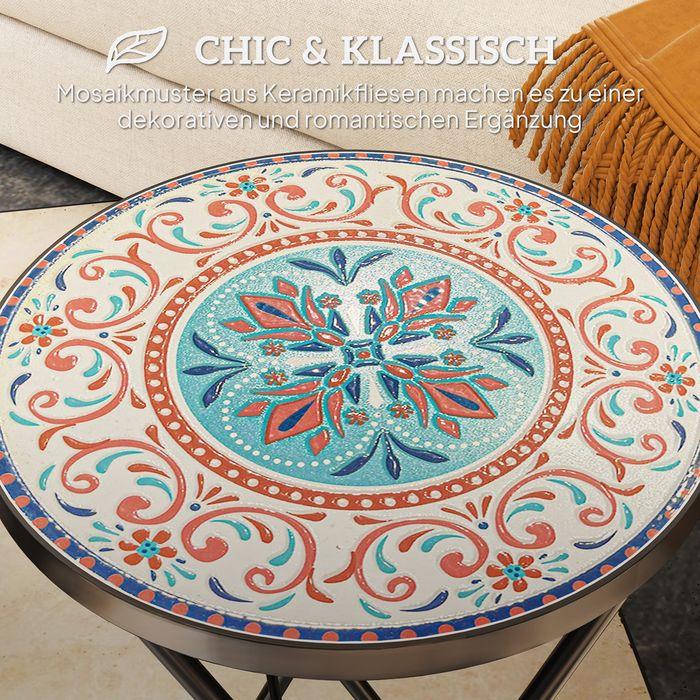 Actual product image Swisshandel24 Beistelltisch klappbar Gartentisch Mosaik-Design Ø35,5x55 cm Mehrfarbig