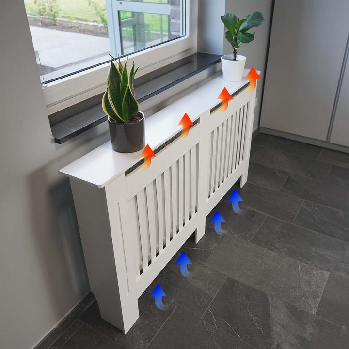 Image du produit Toboli Cache-radiateur blanc 172x19x82cm Couverture de chauffage décorative en MDF Tablette Étagère