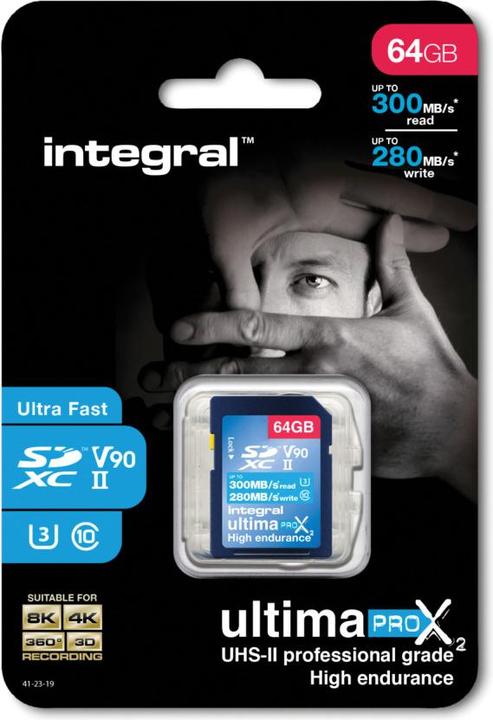 Actual product image 64GB SDXC UHS-II U3 V90 - 300-280 MB/s (64 GB, SDXC, U3, UHS-II)