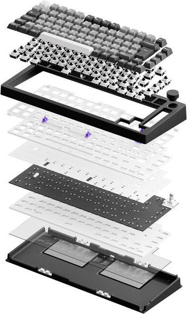 Actual product image Akko MonsGeek M1 V5 VIA Black & Silver Keyboard ISO-DE/UK/Nordic layout Rosewood Switch (DE, Cable, Wireless)