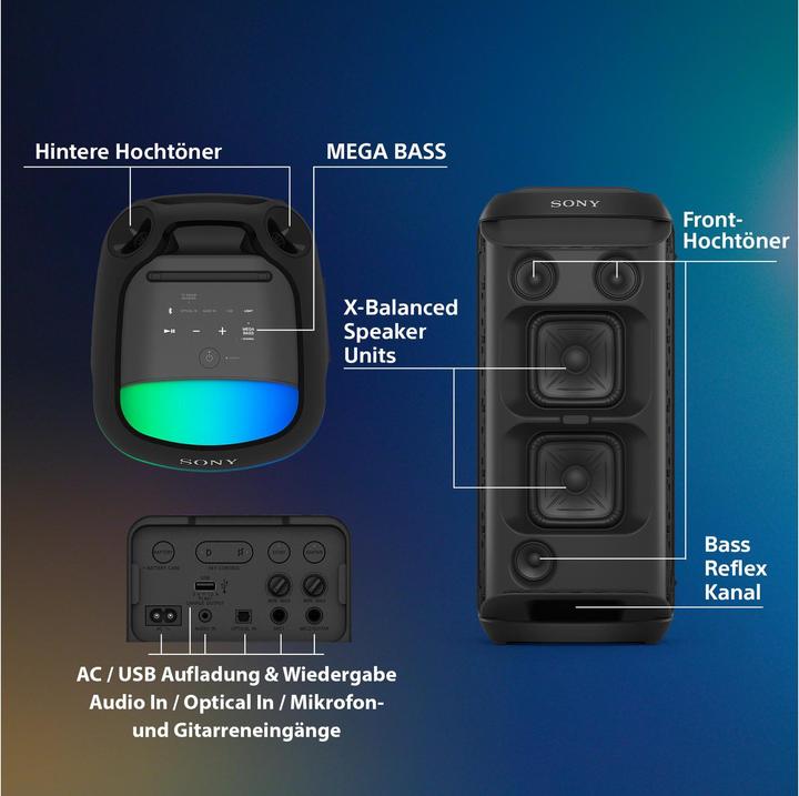 Actual product image Sony SRS-XV800 (25 h, Rechargeable battery operated, Electrical connection)