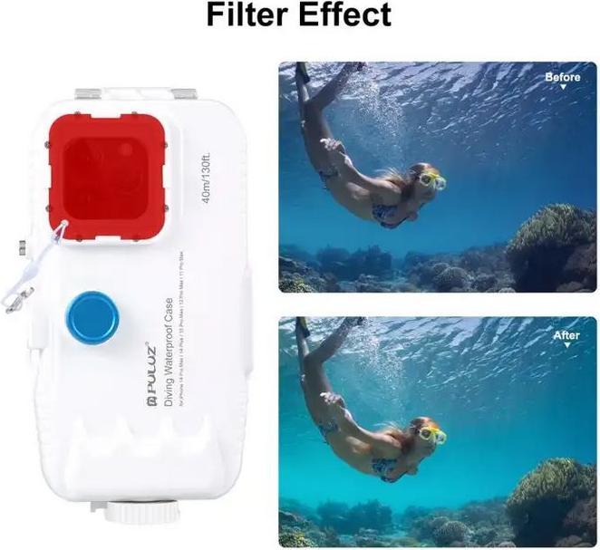 Actual product image PhoneLook Cover Waterproof protective cover PULUZ for snorkelling and diving up to 40M IPX8 Grade s (large) (Apple iPhone 12 Pro Max)