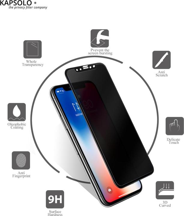 Produktbild Kapsolo Privacy Tempered GLASS iPhone 13 Pro Max,14 Plus,13 Ulti curved Protec (1 Stück, Apple iPhone 13)