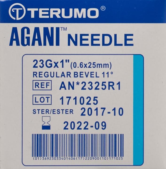 Produktbild Terumo Agani Einmalkanüle 23G 0.6x25mm blau (100 Stk)