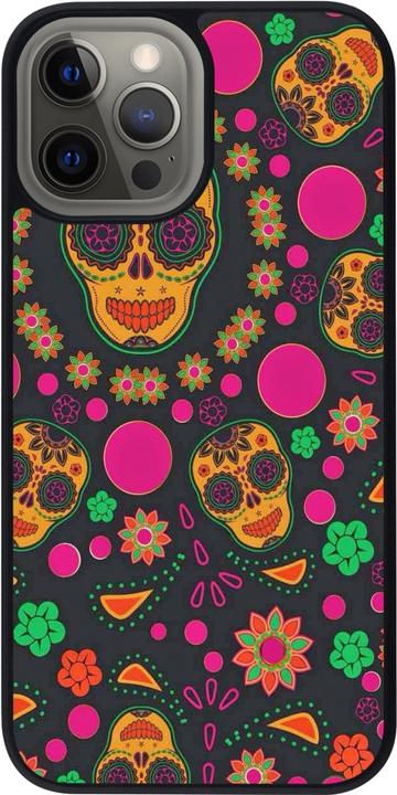 Produktbild PhoneLook Hülle Silikon schwarz Halloween 22 colorful mexican skulls (Apple iPhone 12 Pro Max)
