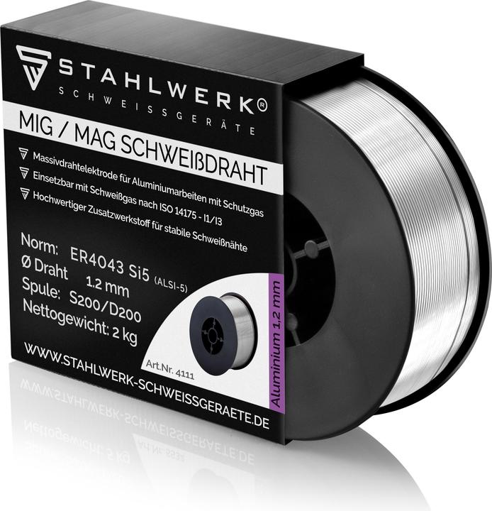 Actual product image Stahlwerk Welding wire MIG MAG aluminium wire reel ER4043 Si5 1.2 mm S200 D200 2 kg