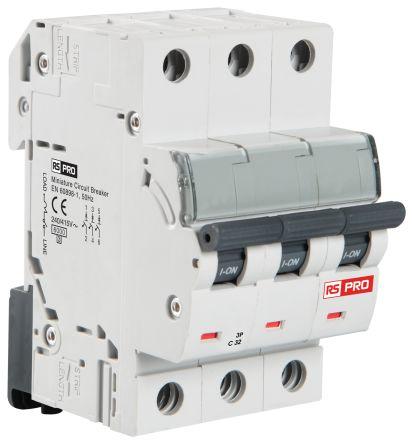 Image du produit Rs Pro Disjoncteur 3P, 16A, pouvoir de coupure 10