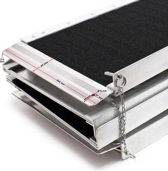 Actual product image Wiltec Wheelchair ramp 2x foldable 244cm 270kg non-slip wheelchair ramp aluminium wheelchair