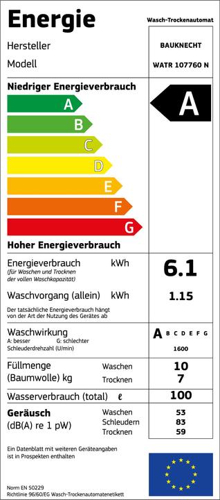 Energie-Label Bauknecht WATR 107760 N