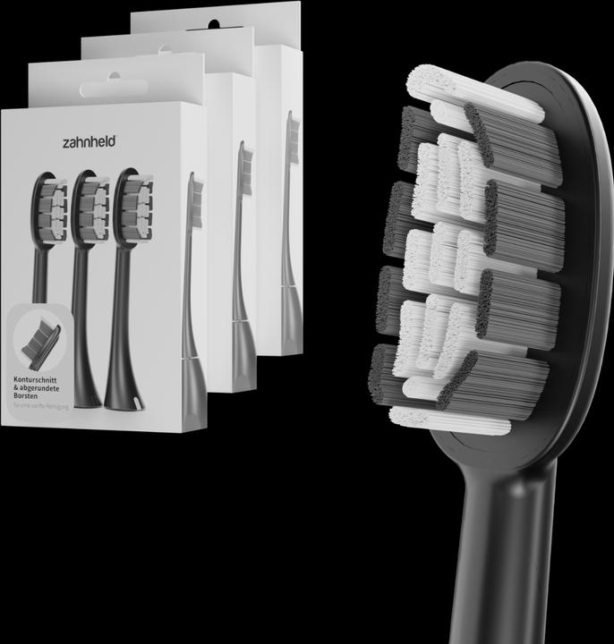 Actual product image Zahnheld Brush head Basic Medium 9x Black (9 x)