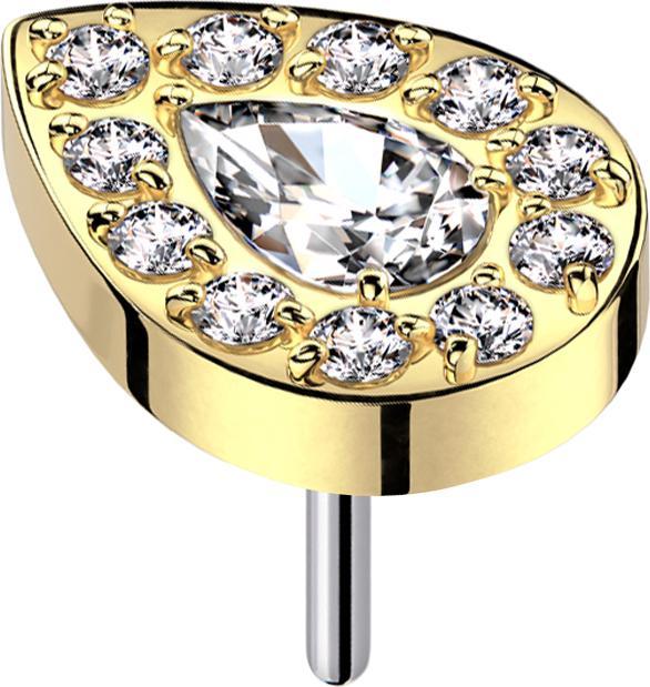 Image du produit Star Piercing Threadless vergoldet Kristalltropfen silber umrandende Kristalle silber (Titane G23, sans laiton)