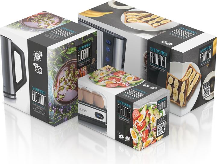 Image du produit Arendo Petit-déjeuner, bouilloire 1,5l, grille-pain 2 tranches et cuiseur à oeufs 6 oeufs, argenté