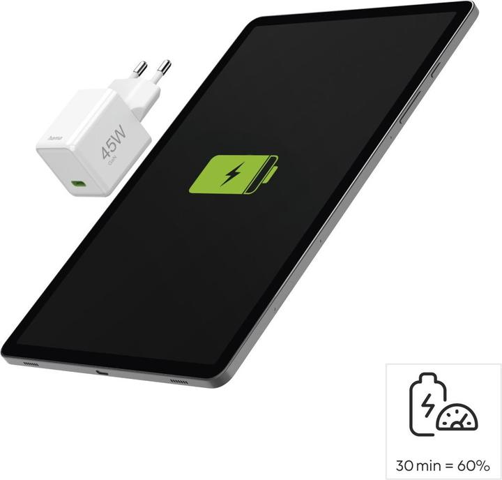 Actual product image Hama Fast charger, USB-C, PD/QC/GaN, super mini charger, 45 W, white (45 W)