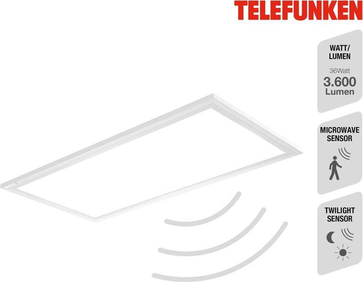 Produktbild Telefunken LED Sensor Panel 36W 3600 lm 4000 K neutralwei HxBxT 50x295x595 mm wei (3600 lm)