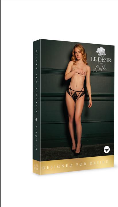 Actual product image Le Désir LÈna - Brief with Open Crotch and Buttocks, Adjustable Sliders and Golden Details - One Size (One size)