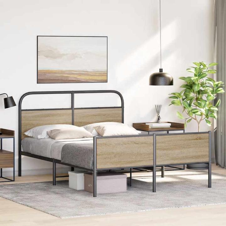 Produktbild VidaXL Bettgestell ohne Matratze 140x200 cm Sonoma-Eiche Holzwerkstoff (140 x 200 cm)