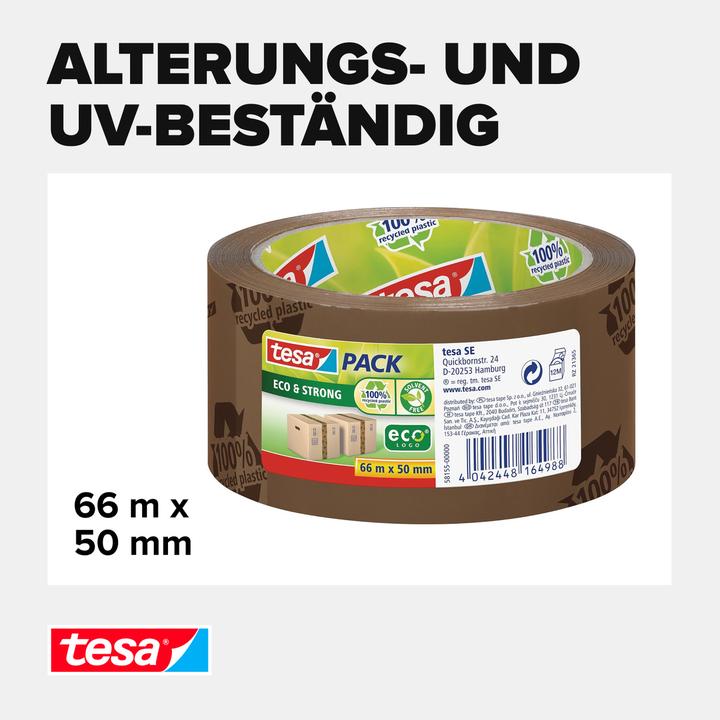 Produktbild tesa tesapack ECO & STRONG Paketband - Umweltschonendes Packband aus 100 % recyceltem Kunststoff (110 mm)
