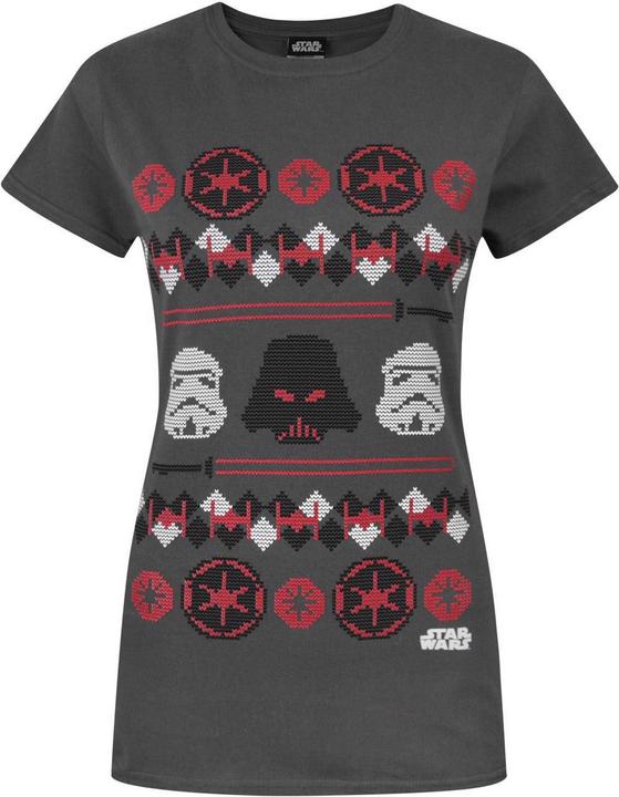 Actual product image Star Wars Darth Vader Fair Isle Christmas T-shirt (S)