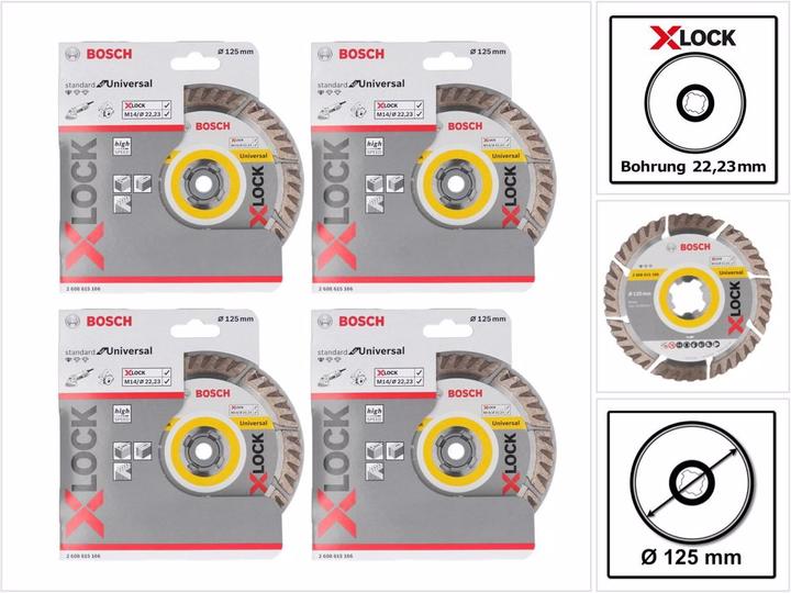 Immagine prodotto Bosch Professional Bosch Expert X-LOCK lama diamantata Standard per Universal 125 x 22,23 mm 4 pezzi ( 4x 2608615166