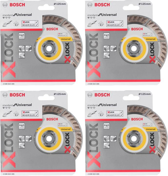 Immagine prodotto Bosch Professional Bosch Expert X-LOCK lama diamantata Standard per Universal 125 x 22,23 mm 4 pezzi ( 4x 2608615166