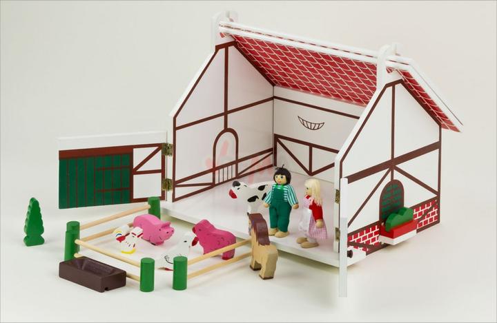 Produktbild Dema Kinder Holz Spielzeug Bauernhof Farm Set m. Puppen Tiere Stall Hof Holzspielzeug