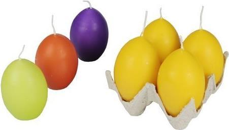 Produktbild Papstar Ostereierkerzen, Durchmesser: 67 mm, farblich sortiert oval, aus Paraffin, Pappschale Folie (4 Stk.)