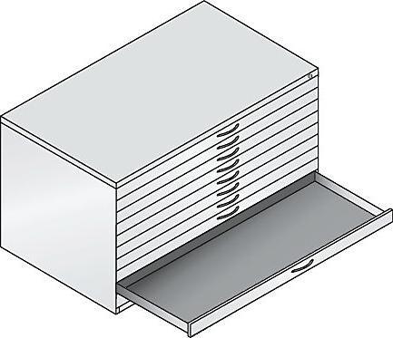 Immagine prodotto C+P Archivio per disegni, UNI A0, 10 cassetti, altezza 760 mm, grigio nerastro /