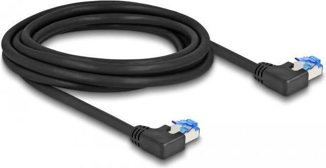 Image du produit Delock Câble réseau RJ45 Cat.6A S/FTP coudé à gauche 3 m noir (S/FTP, CAT6a, 3 m)