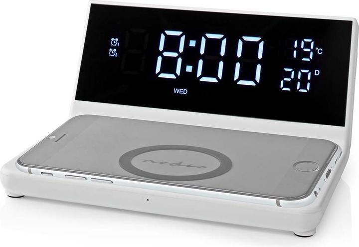 Actual product image Nedis Alarm Clock Wireless Charger Qi Certified 5/7.5/10 / 15 W USB-A Plug 2 Alarm Times Snooze
