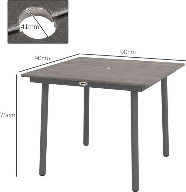 Image du produit Swisshandel24 Table de jardin table à manger 4 personnes trou de parapluie cadre à lattes HDPE gris foncé (90 cm)