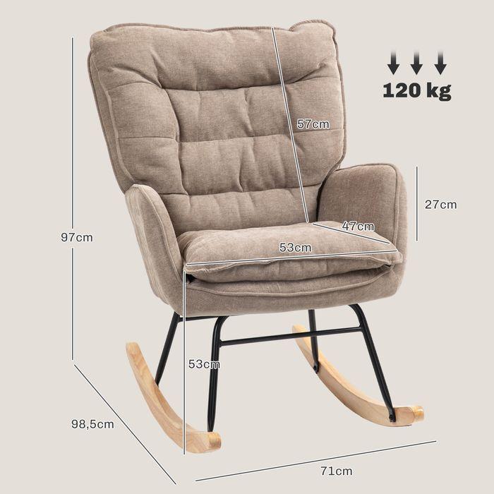 Immagine prodotto Swisshandel24 Schaukelstuhl Armlehnsessel mit Chenilleoptik für Schlafzimmer, bis 12kg, braun