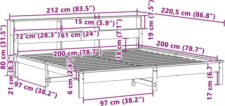 Actual product image VidaXL Bed without mattress 200x200 (200 x 200 cm)