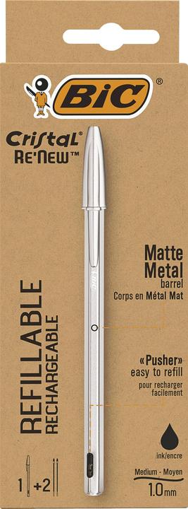 Actual product image Bic Biros Cristal RE'NEW, black (Silver, 1 x)