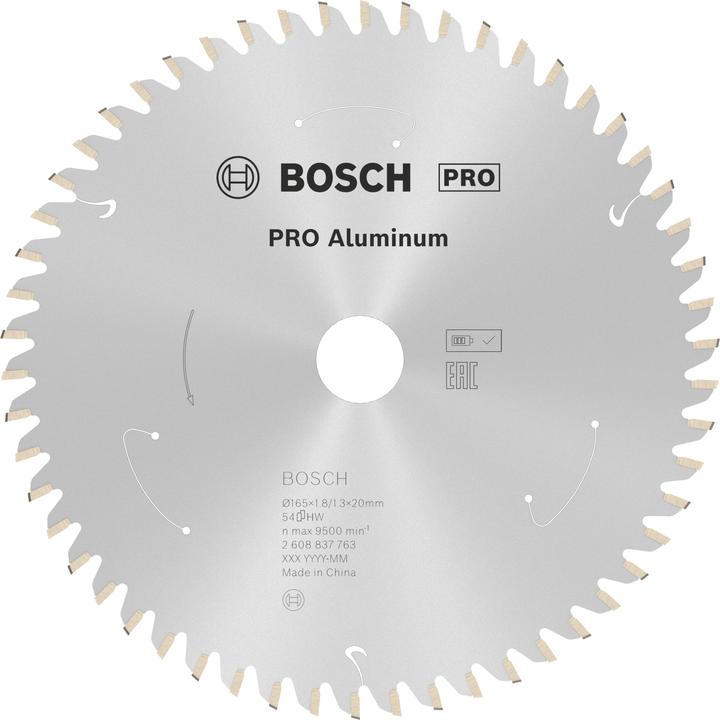 Bosch Professional Zubehör PRO Aluminium cordless Kreissägeblatt, 165 x 1,8 x 20 mm