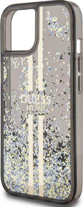 Actual product image Guess GUHCP15SLFCSEGK iPhone 15 / 14 / 13 6.1" czarny/black hardcase Liquid Glitter Gold Stripes (Apple iPhone 15)