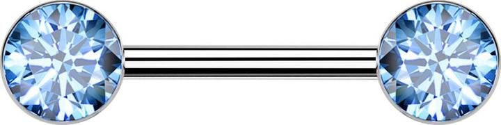Produktbild Star Piercing Barbell Threadless silber mit zwei Halbkugeln silber Kristall aqua (Titan G23, ohne Messing)