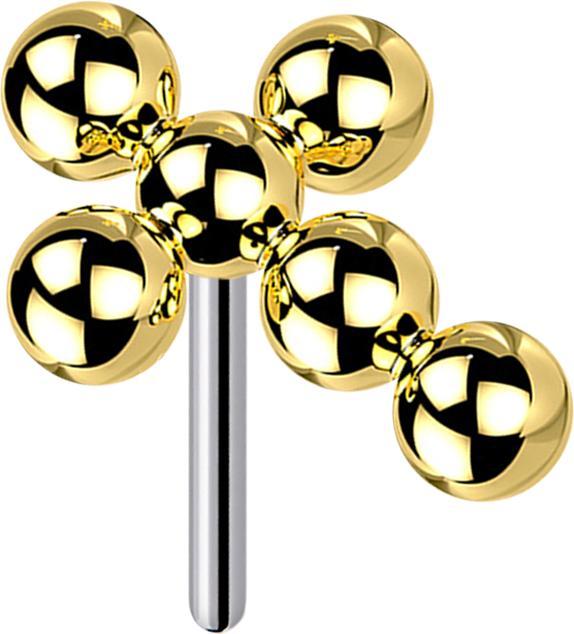 Produktbild Star Piercing Threadless vergoldet Kreuz Kugeln (ohne Messing, Titan G23)