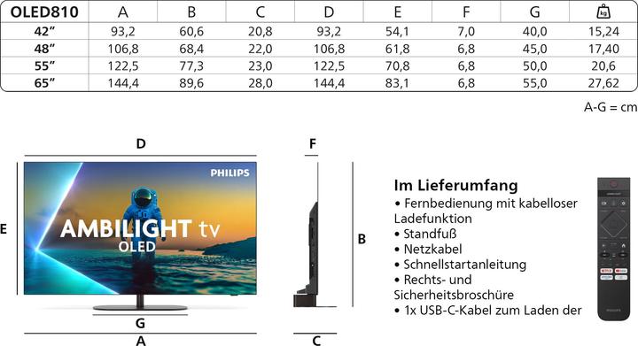 Produktbild Philips 42OLED810/12 (42", OLED810, OLED, 4K, 2025)
