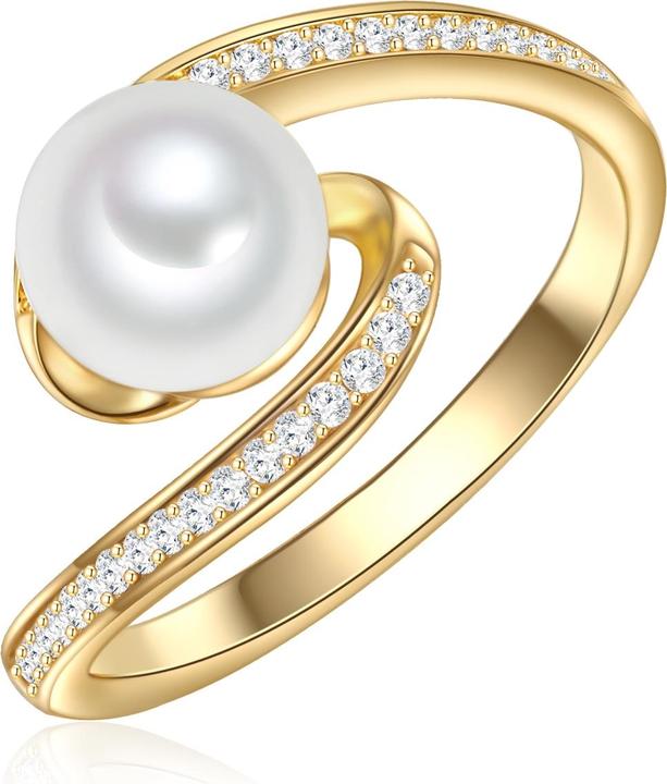 Immagine prodotto Valero Pearls Donna Argento 925 Cubic Zirconia Perla d'acqua dolce coltivata Oro giallo - 32320 (50, 925 Argento)