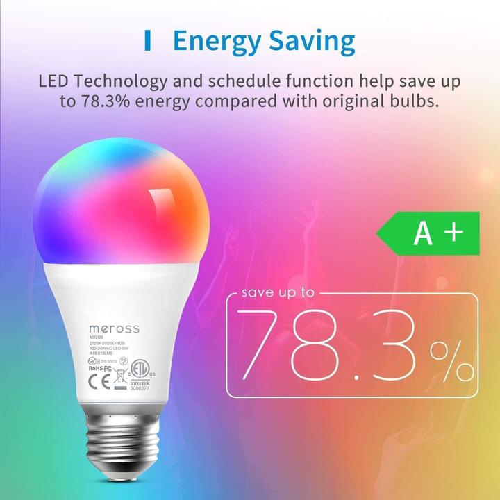 Actual product image Meross Smart Wi-Fi LED Bulb MSL120 (B22, 9 W, 810 lm, 2 x, F)