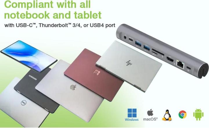 Produktbild EFB Elektronik EFB Techly Zusammenklappbares Laptop/Tablet 9 in 1 (USB-C)