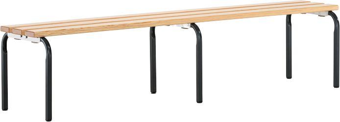 Actual product image Sypro Cloakroom bench, stackable, pine wood slats, length 2000 mm, charcoal frame. (200 cm, 45 cm)