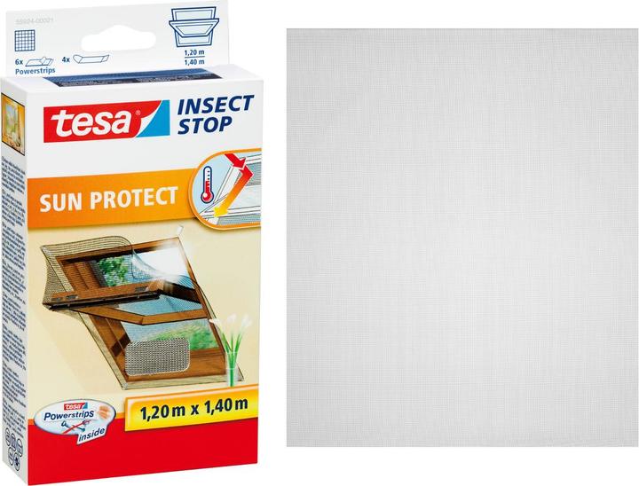 Produktbild tesa Insektenschutz COMFORT für Dachfenster, mit Klettband, selbstklebend, ohne Bohren (120 x 140 cm)