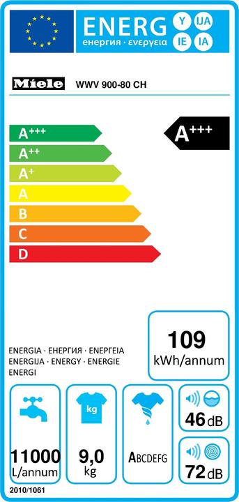 Energie-Label Miele WWV 900-80 CH Passion (9 kg, Rechts)
