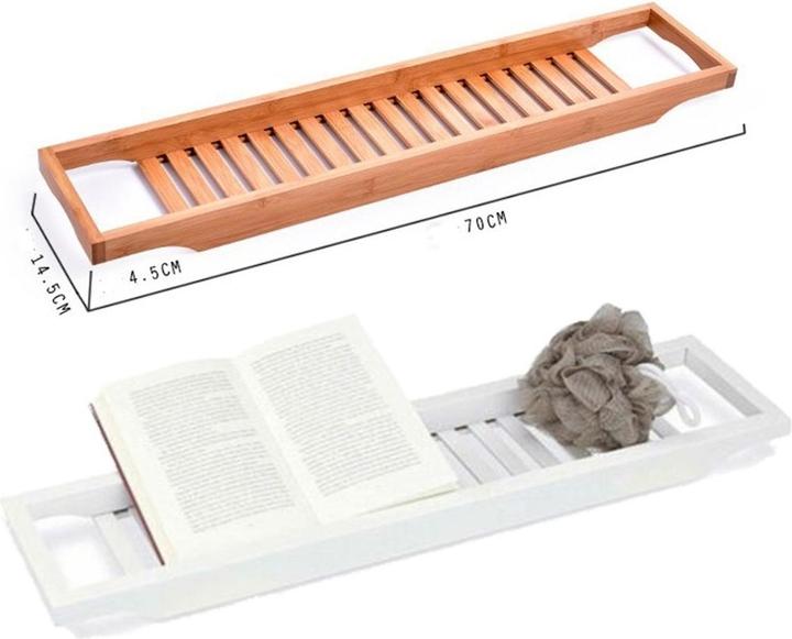Actual product image König Design 70cm Bamboo Bath Shelf Bath Shelf Non-Slip Surface