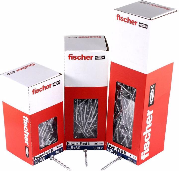 Immagine prodotto Fischer Power-Fast II FPF II Vite truciolare 5.0x100 mm 200 pezzi ( 670365 ) Testa svasata con Torx T (200 Viti per pezzo)