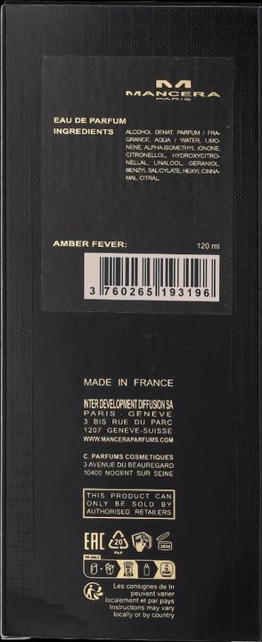 Image du produit Mancera Amber Fever by Eau de Parfum Spray (Unisex) 120 ml (Eau de parfum, 120 ml)